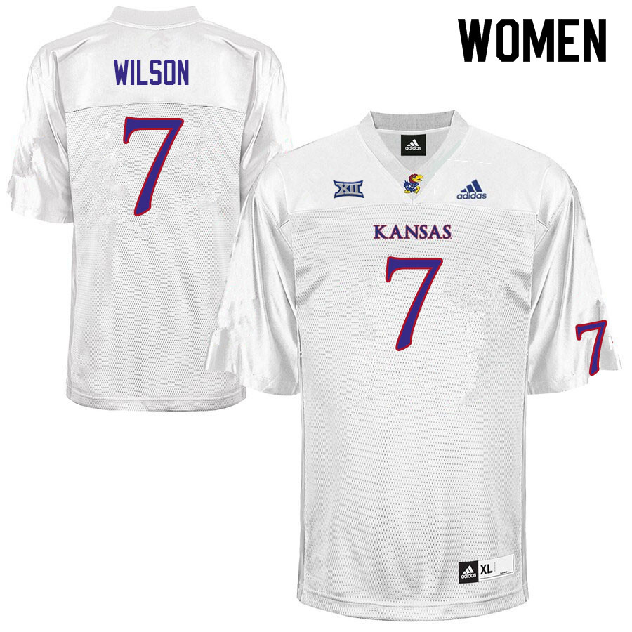 Women #7 Trevor Wilson Kansas Jayhawks College Football Jerseys Sale-White - Click Image to Close